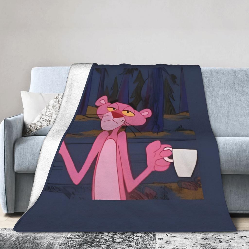 Pinks Panthers Blanket Flannel Decoration Portable Soft Throw Blanket for Sofa Travel Bedding Throws