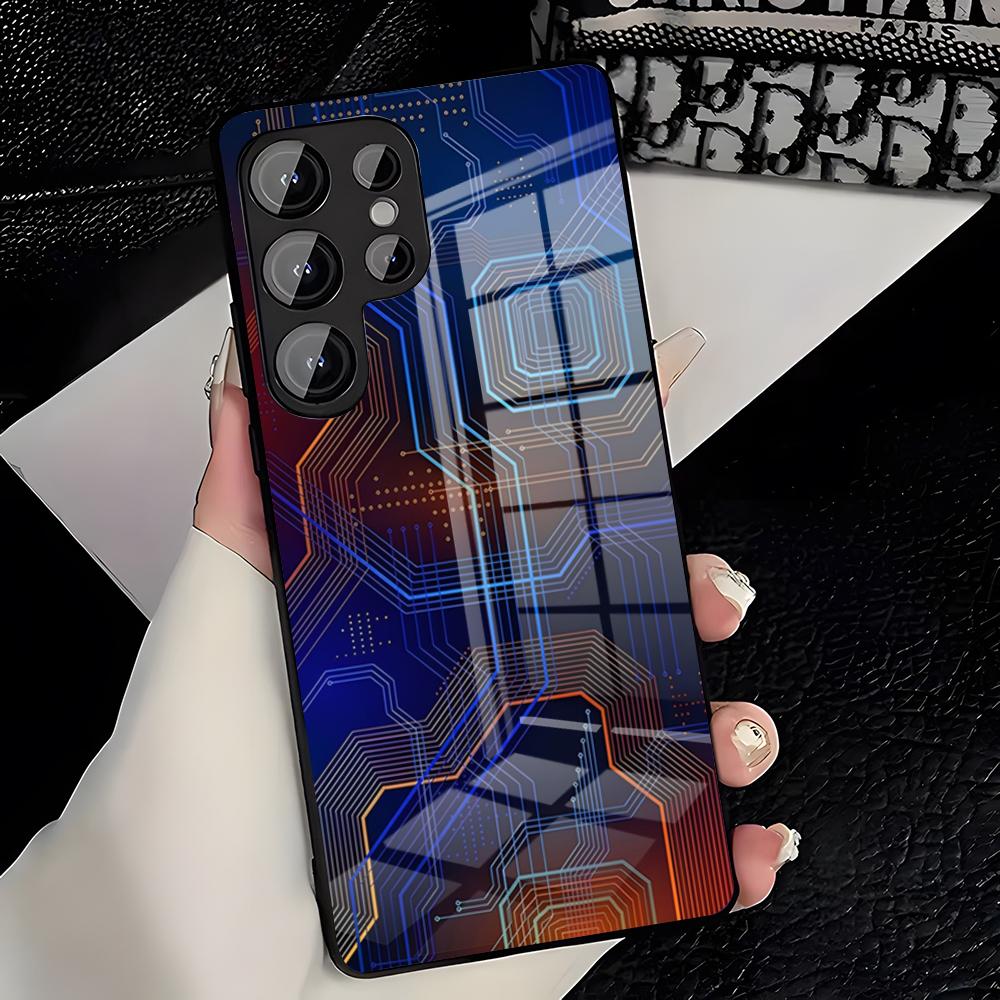 Creative Circuit Board Pattern Phone Case For Samsung S26 S25 Plus S20 S20 Plus S22 Ultra S23 FE S21 Plus S21 Ultra Glass Cove