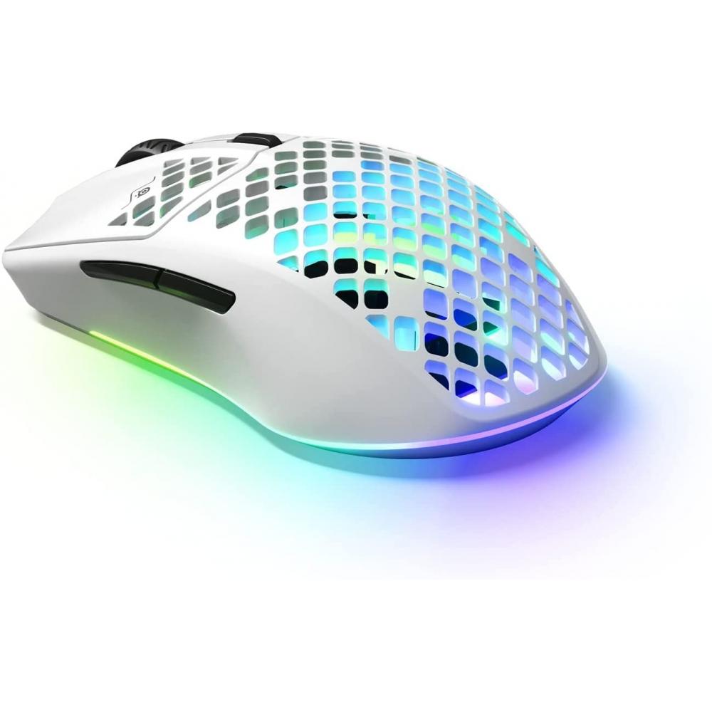 SteelSeries Herní myš Wireless Aerox 3 Snow Wireless Ultra lehký TRUEMOVE AIR Sensor Quantum Wireless 2.0 Technology IP54 Standardní voděodolný Dustp