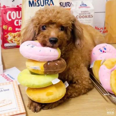 Ins New Korean Version of Bagel Bread Biting Sound Hiding Food Sniffing Foreign Trade Pet Dog Dog Sound Plush Toy