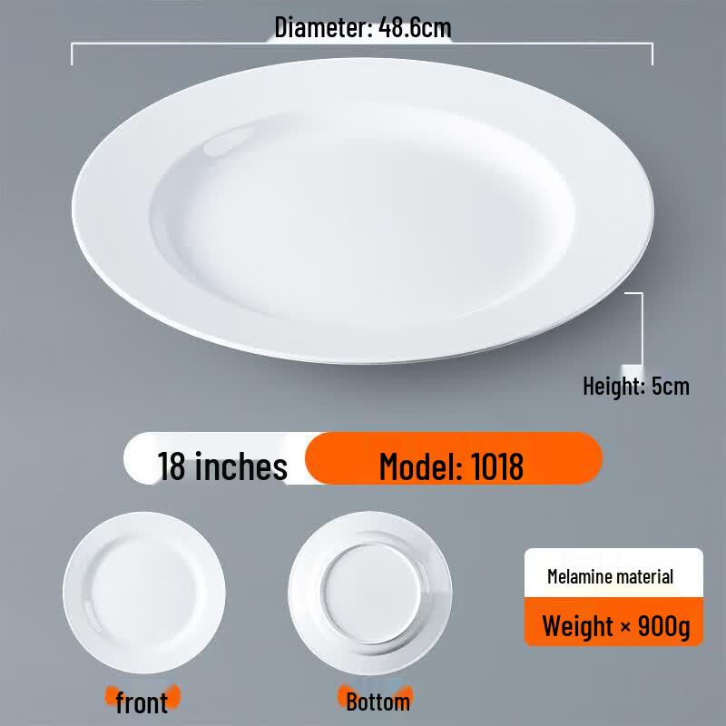 

Commercial Weighted Melamine White Round Flat Plate