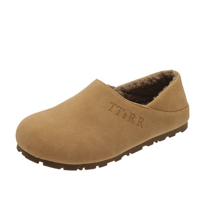 All-inclusive bequeme Schuhe, Damen Herbst- und Winter-Samt-Doudou-Schuhe, neue Retro-Slipper zum Reinschlüpfen, zwei Baumwollschuhe