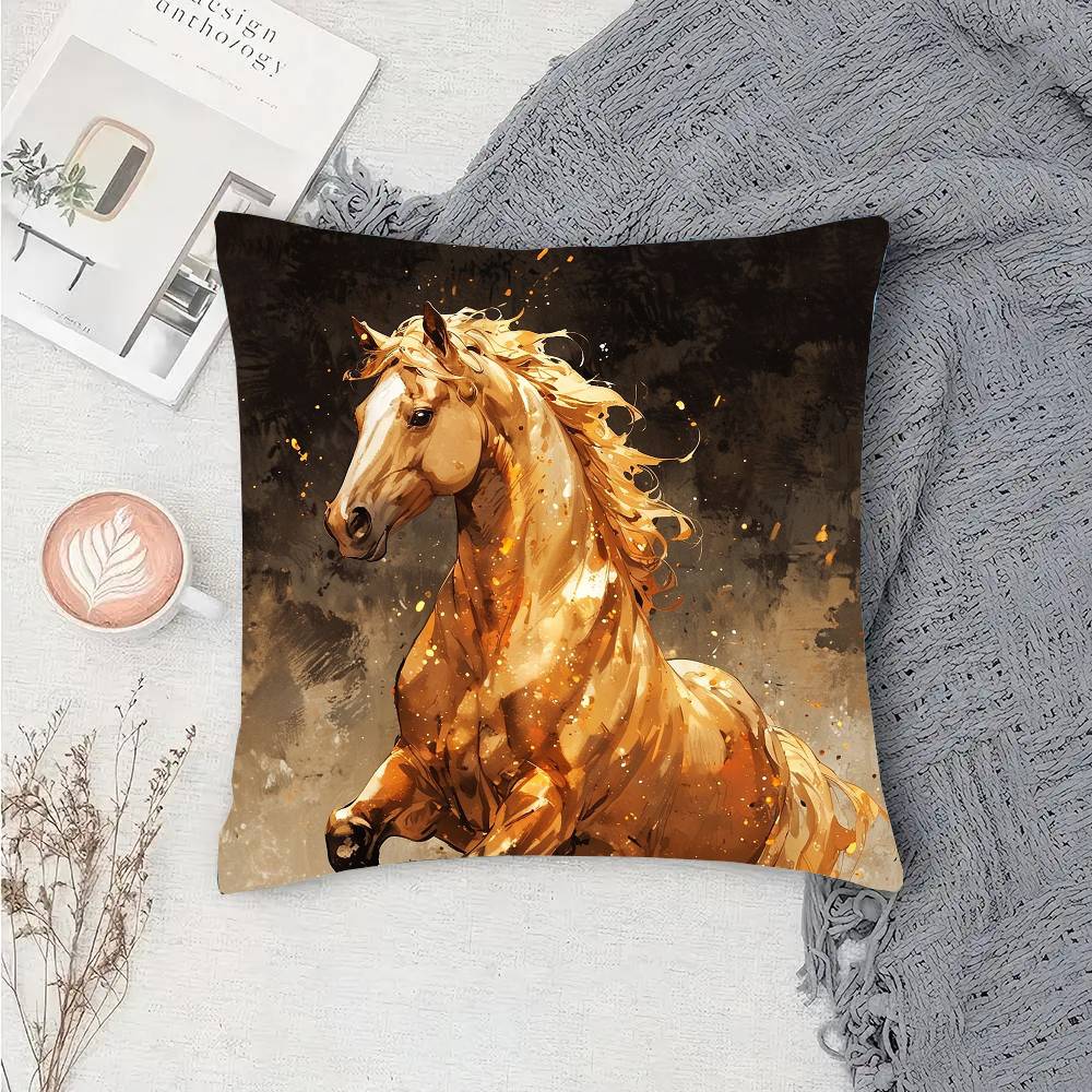 Color Horse Pillow Case Fashion Square Pillowcase Bedroom Sofa Room Ins Decoration Leisure