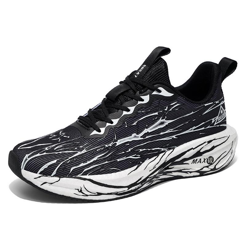 New fashion outdoor leisure breathable comfortable running shoes carbon plate high elastic shock absorption student training sports shoes