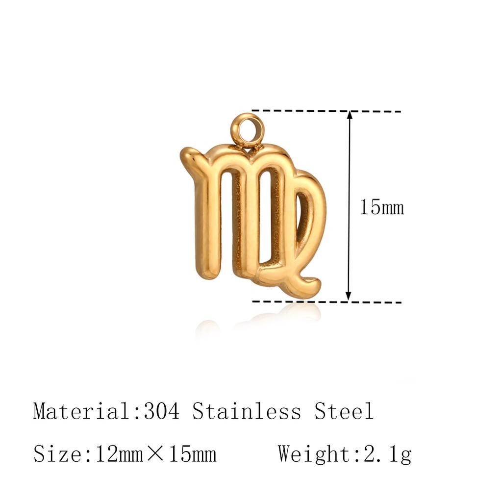 3Pcs Zodiac Charms 18K Gold-Plated Stainless Steel Twelve Constellation Pendants DIY Jewelry Making