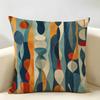 Retro Geometric Mid-Century Modern Cushion Cover Durable Hypoallergenic Organic Linen Pillow Cover Washable Skin-Friendly