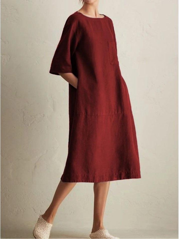Stylish Summer Cotton-Linen Patchwork Mid-Length Skirt - Plus Size Women's Clothing