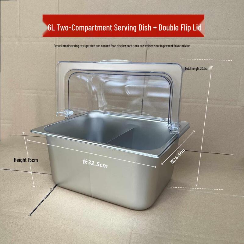 Zhebu Transparent Lid Stainless Steel Divided Food Tray
