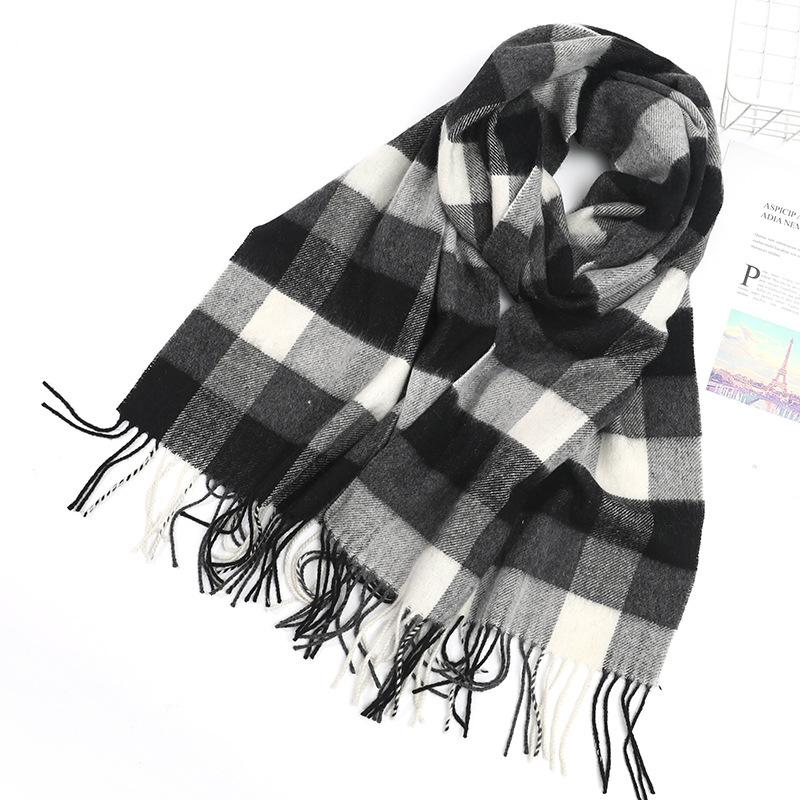 Cashmere Wool Scarf Women's Winter Warm Men's Scarf Autumn and Winter New Tassel Korean Style Plaid Scarf