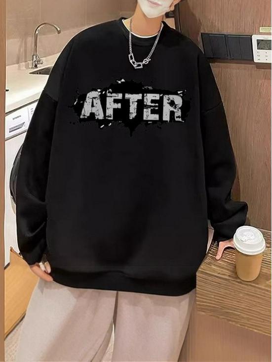 Men's Trendy Autumn Letter Print Long Sleeve Sweatshirt - Simple, Loose, and Versatile Round Neck Design