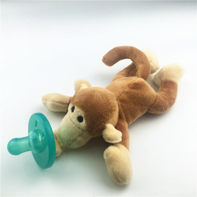 Ciuccio in Silicone con Ciondolo Animale di Peluche per Lattanti e Bambini Piccoli per Alleviare la Dentizione