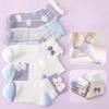 5 Pairs Girls Summer Mesh Thin Socks Soft Breathable Mid Calf Length Non Stuffy Comfortable For Kids