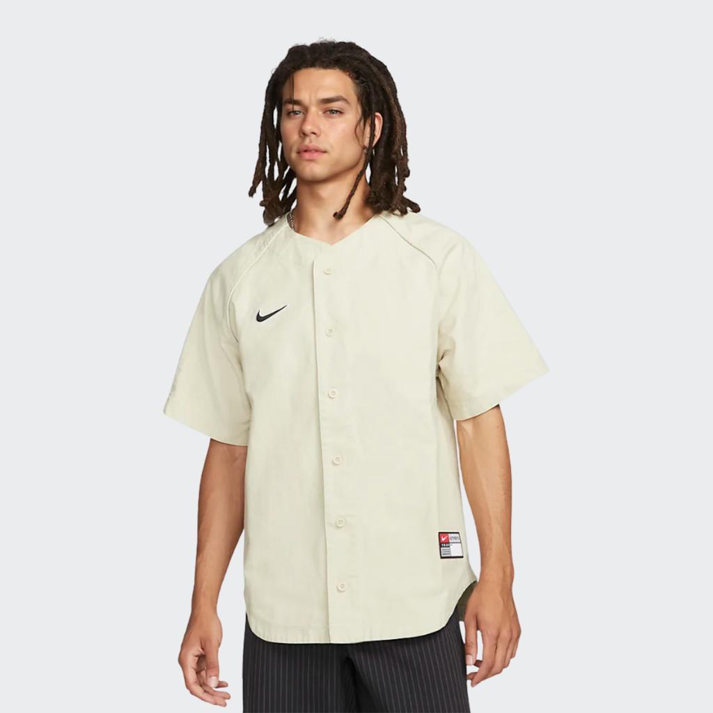 Nike SB Embroidered Logo Single-Breasted Straight-Cut Baseball Jersey Unisex Tops Mustard DQ6283-206