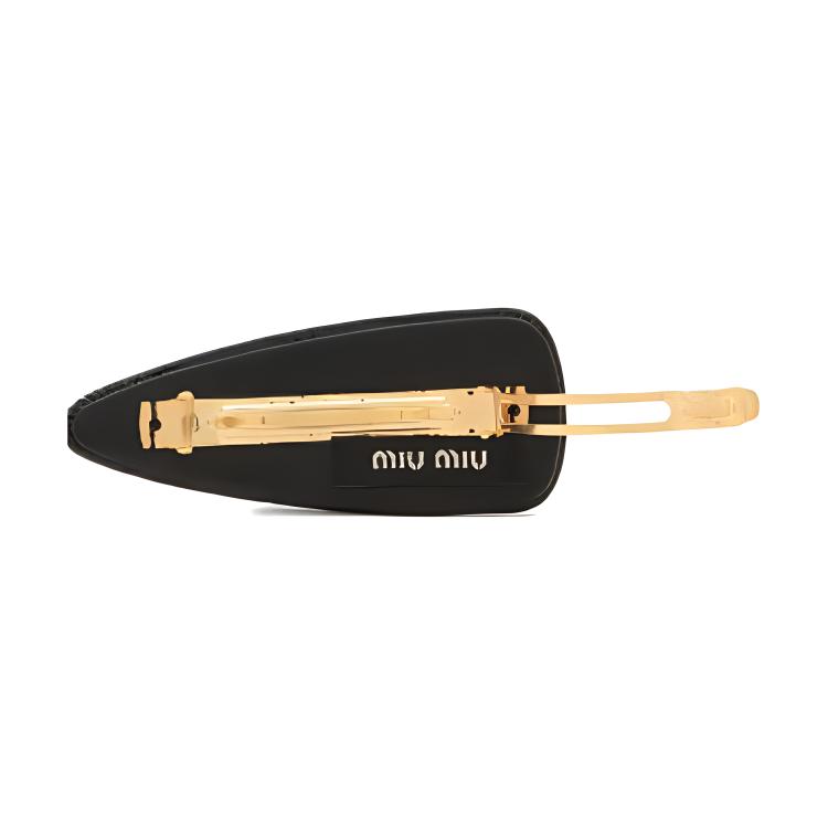 MIU MIU Letter Decorated Patent Hair Clip Women Hair Accessories Black 5IF092069F0002