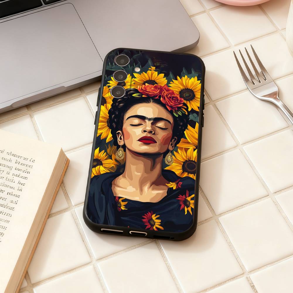 Art F-Frida Kahlo phone Case For Samsung Galaxy A73,A72,A71,A70,A53,A52,A51,Others Soft Black Shell