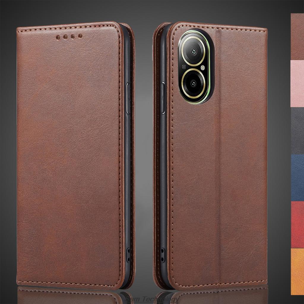 Kožené pouzdro s magnetickou přitažlivostí pro OPPO Realme C67 4G / Realme C67 (4G) Pouzdro s výklopným krytem, peněženka, telefon, tašky, pouzdra, pouzdra a kryty