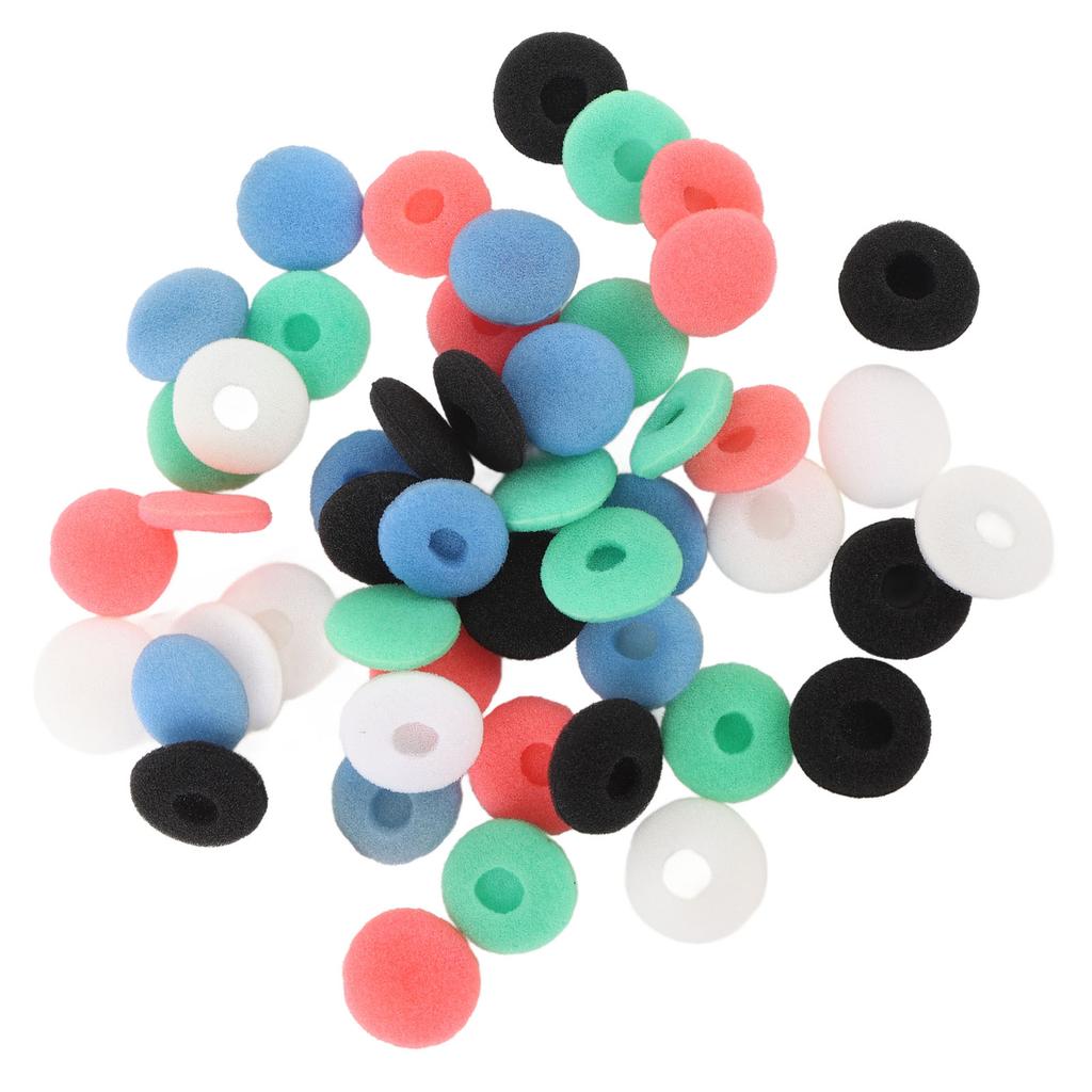 50pcs Earbud Sponge Cover Black White Red Blue Green 15mm Noise Isolation Sponge Earbud Tip for MP3 MP4 Tablet Earphone