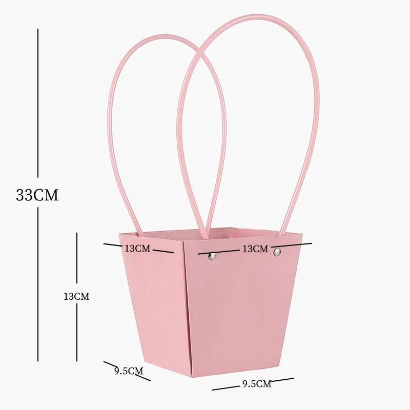 1pcs New Colored Waterproof Kraft Paper Handbag Handheld Gift Snack Bouquet Handbags Festival Flower Gift Packaging Handbag