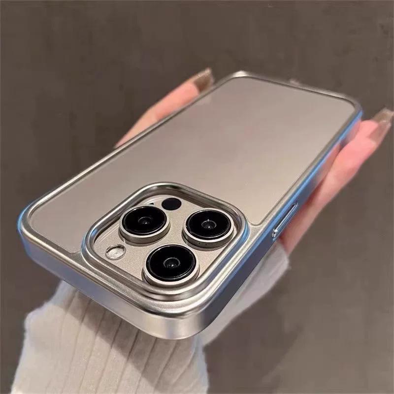 Simple Solid Color Case Compatible for For Iphone 16 15 11 13 17 Air 12 14 Pro Max XR 7 8 Plus X XS MAX SE Electroplated Case