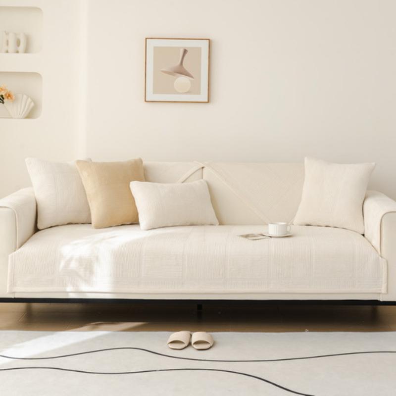 Luxuriöser einfarbiger Samt-Steppsofaüberwurf, rutschfester Sofabezug, Winterwarmes Kurzplüsch-Sofa-Handtuch für Wohnzimmer