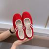 Women's Mary Jane Shoes Round Toe Elastic Band Shallow Four Seasons Flat Shoes Concise Leisure Dress Jeans Women's Singles Shoes