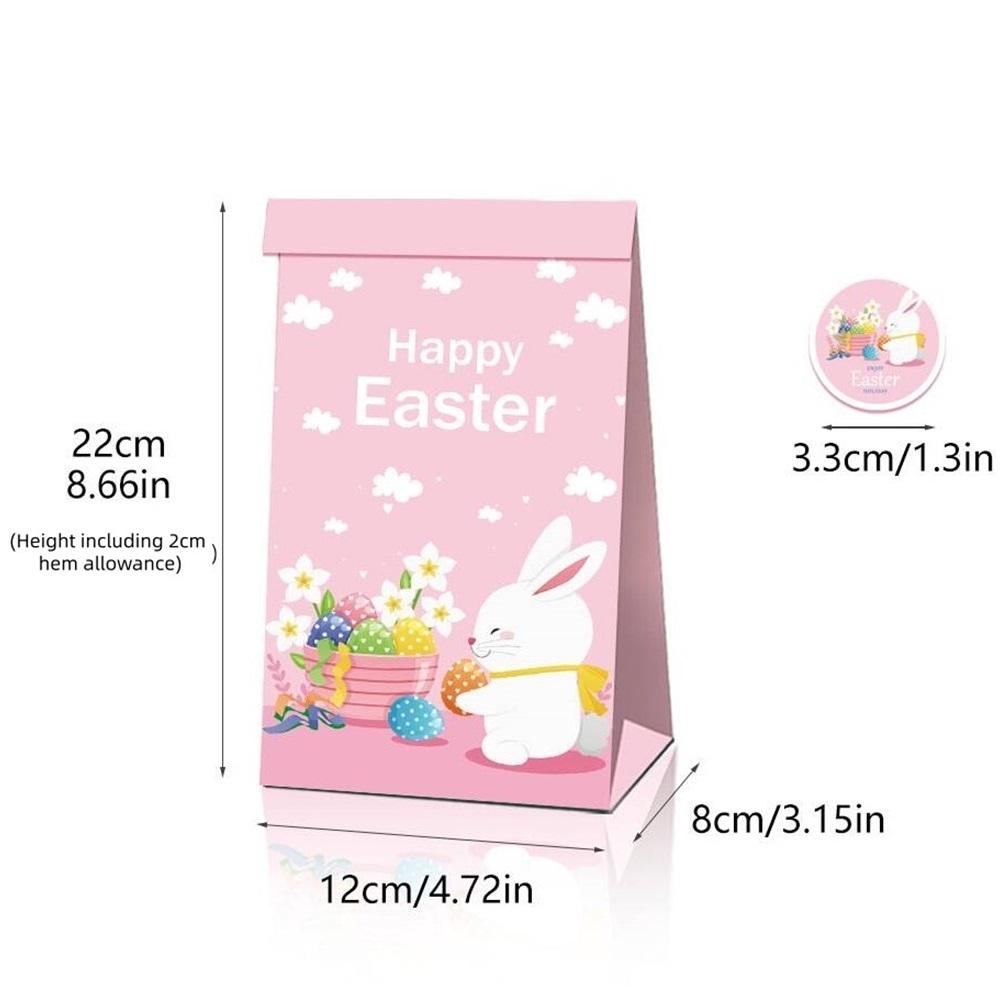 12-Pack Easter Gift Bags With Stickers, 22x12x8cm Kraft Paper Party Favor Bags For Holiday