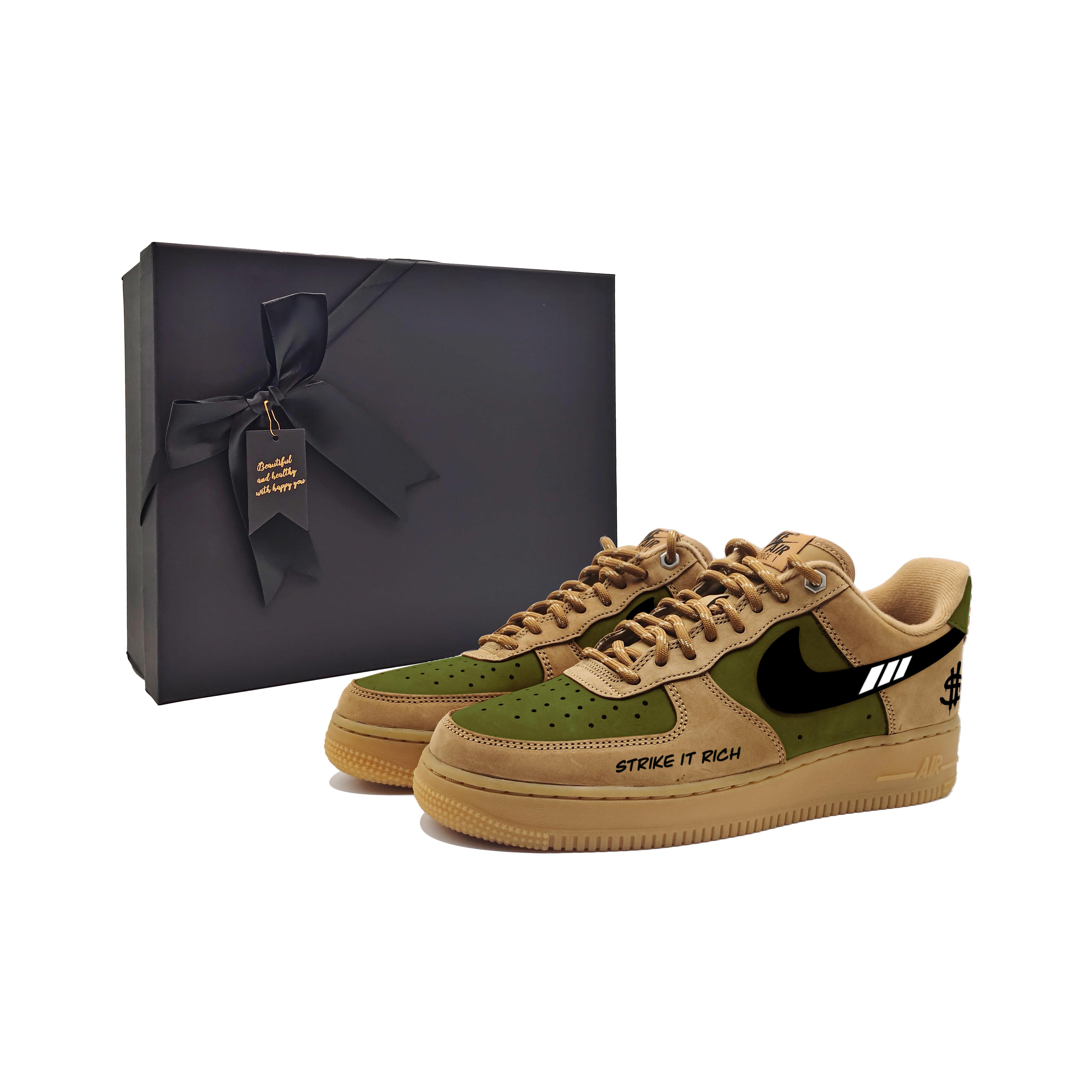 

Nike Air Force 1 Skateboard Shoes Unisex Low Top Green/Black/White CJ9179-200(Team603-S-BOX) 35.5