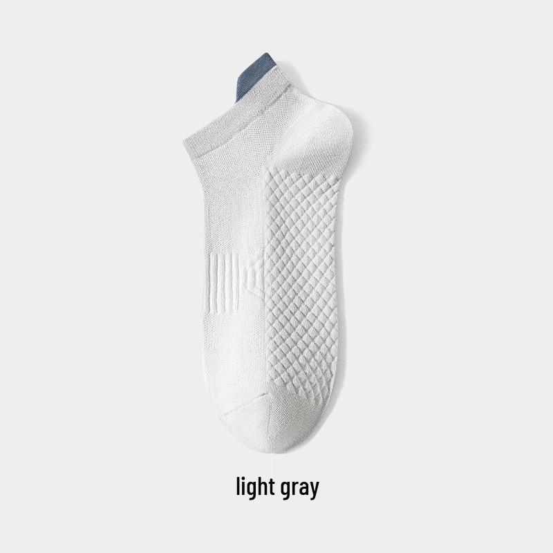 Men's Summer Breathable Cotton Socks - Solid Color, Antibacterial, Odor-Resistant, Thin Casual Sports Boat Socks