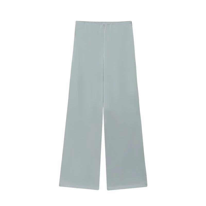 Strapless Straight Collar Silk Satin Texture Plaid Tube Top Tops 4772026 Silk Satin Texture High-Waisted Trousers 5427429