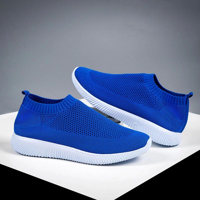 Knitted Sneakers for Women 2026 Autumn Slip  Breathable Mesh Casual Shoes Woman Flat Heels Plus Size Loafers Zapatos Mujer