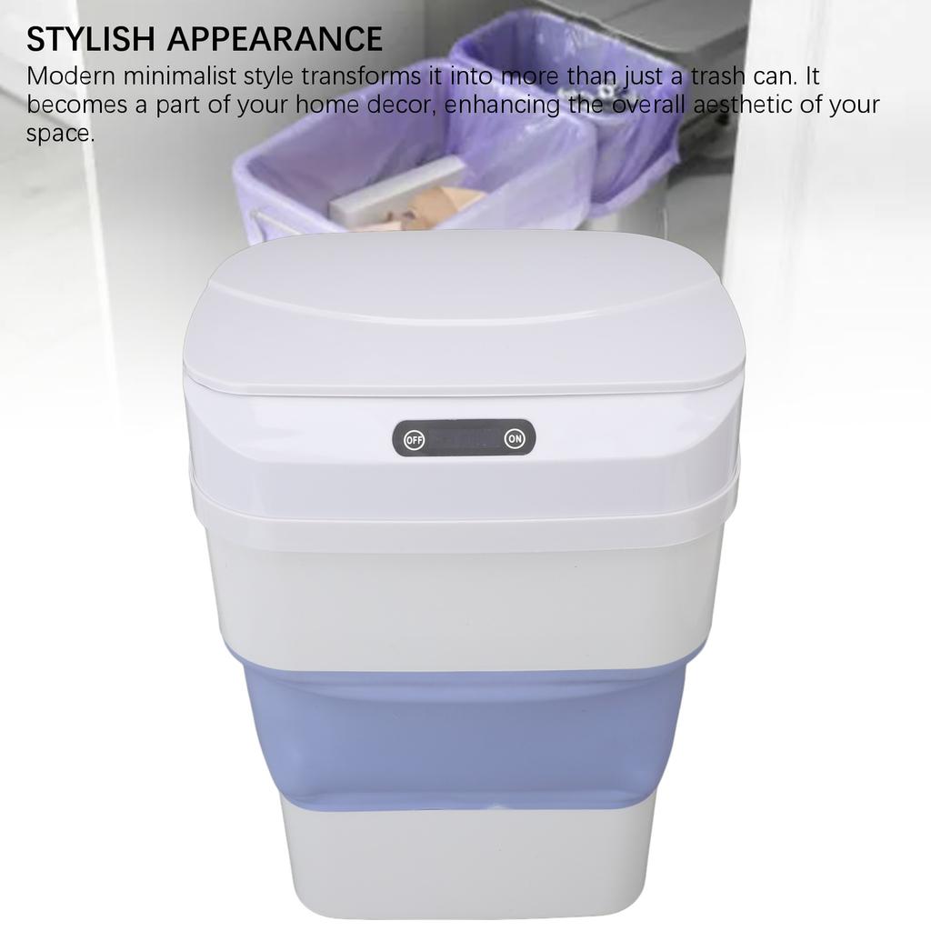 17.5L Trash Can Touchless Motion Sensor Plastic Foldable Smart Garbage Can with Lid for Kitchen