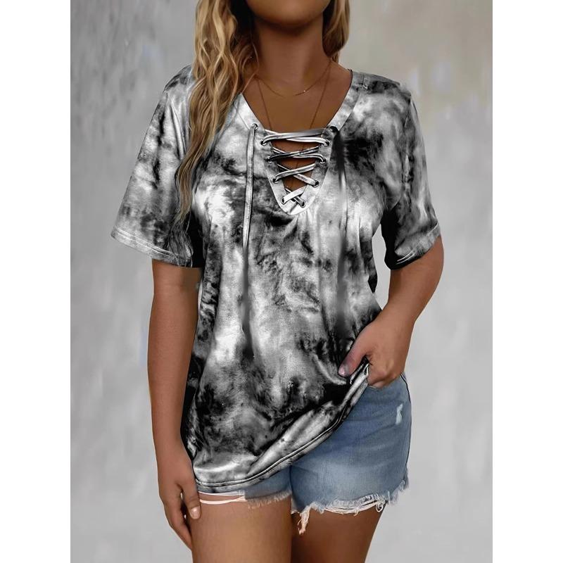 BITCED Women's Fashion Casual Short Sleeve V Neck Blouses & Shirts