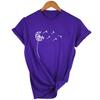 Wildflower Dandelion Print Women T Shirt O Neck Short Sleeve Cotton Tshirt Casual Summer Female Girl