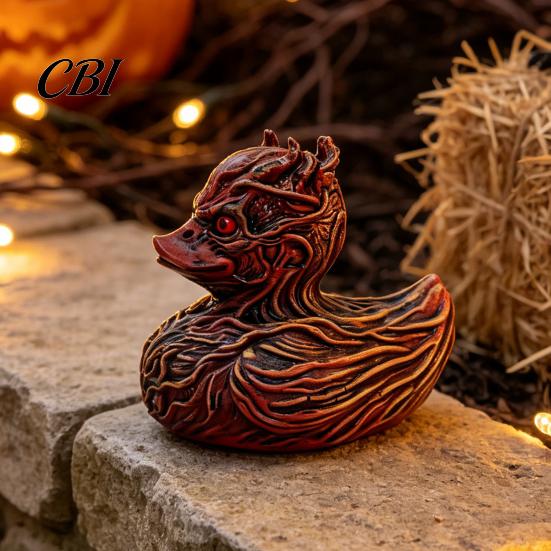 Creative Desk Decoration Halloween Horror Duck Figurine, Devil Animal Resin Statue, Novelty Gothic Figurine Desktop Decor for Shelf Car Dark