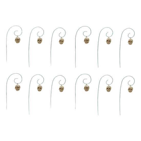 

12 шт. Хэллоуин Череп Колышек Человеческий Череп с Гибкой Проволокой Вставка для Кашпо Колышек Череп для Цветочного Горшка Садовой Грядки Украшение 1 Set