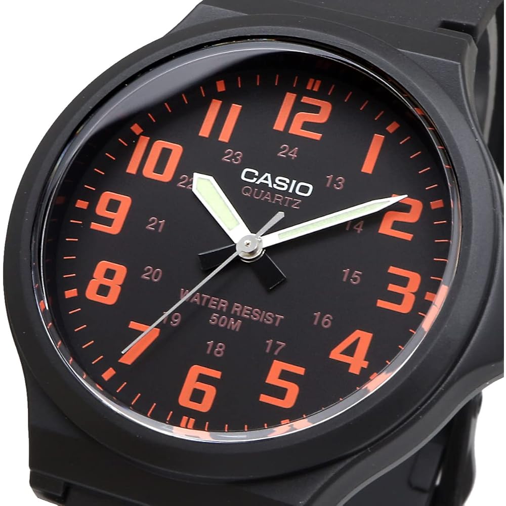 [Casio] Standard STANDARD Analog Quartz Watch MW-240-4BV, No Cosmetic Case, Men's, Black x Orange...