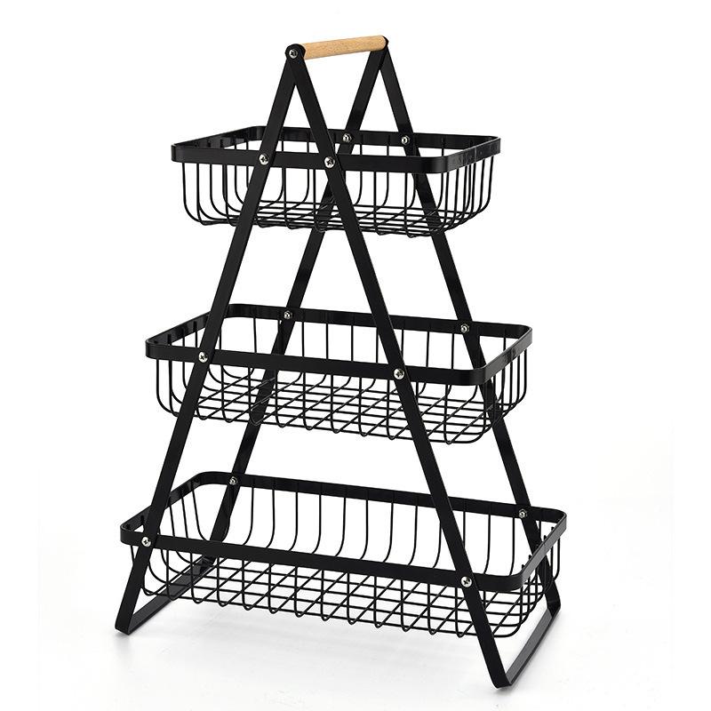 Wrought Iron Multi-Layer Storage Basket: Fruit, Bread, and Vegetable Organizer for Kitchen and Living Room