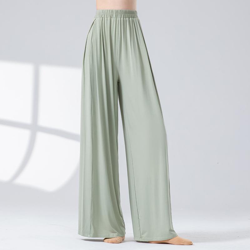 Klassische Tanzhosen Damen Elegant Elastischer Bund Weiter Bein Hosen Weicher Körperreim Yoga Lässig Täglich Bühne Training Tanzbekleidung