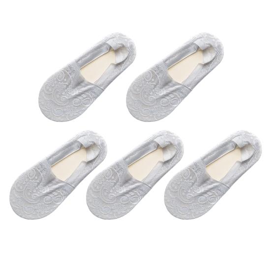 5 пар женских носков Эластичный дизайн с низким вырезом Кружевная отделка Носки-гольфы Низкий вырез Летние носки Для повседневной носки 5Pairs