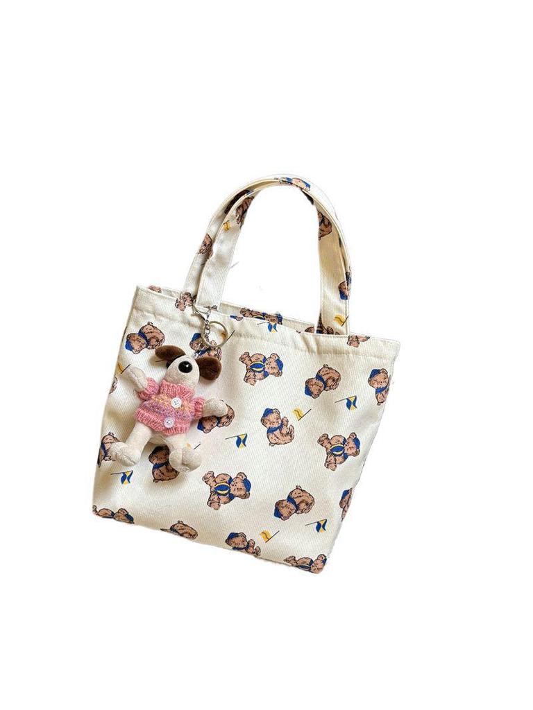 New Cartoon Bear Canvas Bag Tote Bag 2025 New Large-capacity Bag Niche Versatile Shoulder