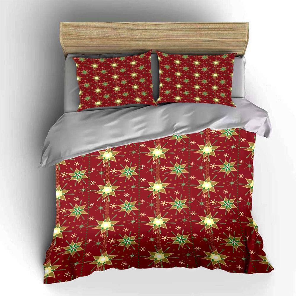 Christmas Pattern Plaid Design Bedding Duvet Cover Set Duvet Cover Pillowcases (1*Duvet Cover 2*Pillowcases, without duvet insert)