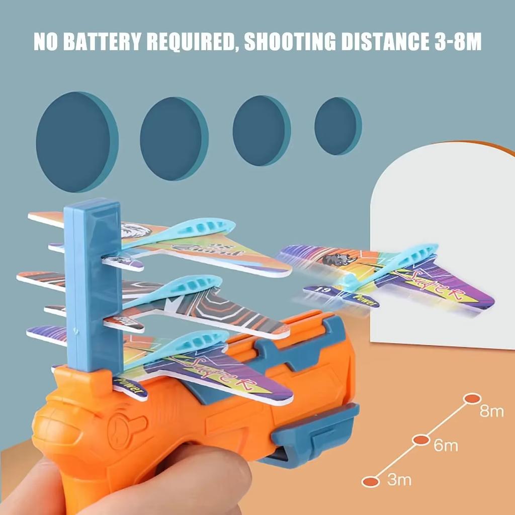 Foam Airplane Launcher Toy for Kids - Outdoor Flying Glider Catapult Gun, Foam Plane Toy Fun Birthday Gifts for Boys & Girls