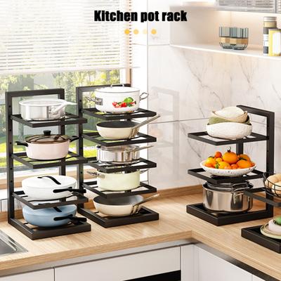 Pot Pan Shelf Pot Lid Holder Rustproof Strong Load-Bearing Height Adjustable Versatile Pot Lid Rack Multi-functional Kitchen Organizer