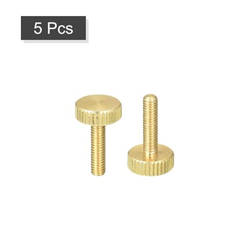 5pcs Copper Flat Head M4x 6-14mm Hand-Tightened Screws Fasteners Knurled Thumb Screws
