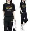 Seven-point Suit Running Casual Sports Suit Women's Five-point Pants Short-sleeved Summer Korean Version Loose Fashion Two-piece Suit