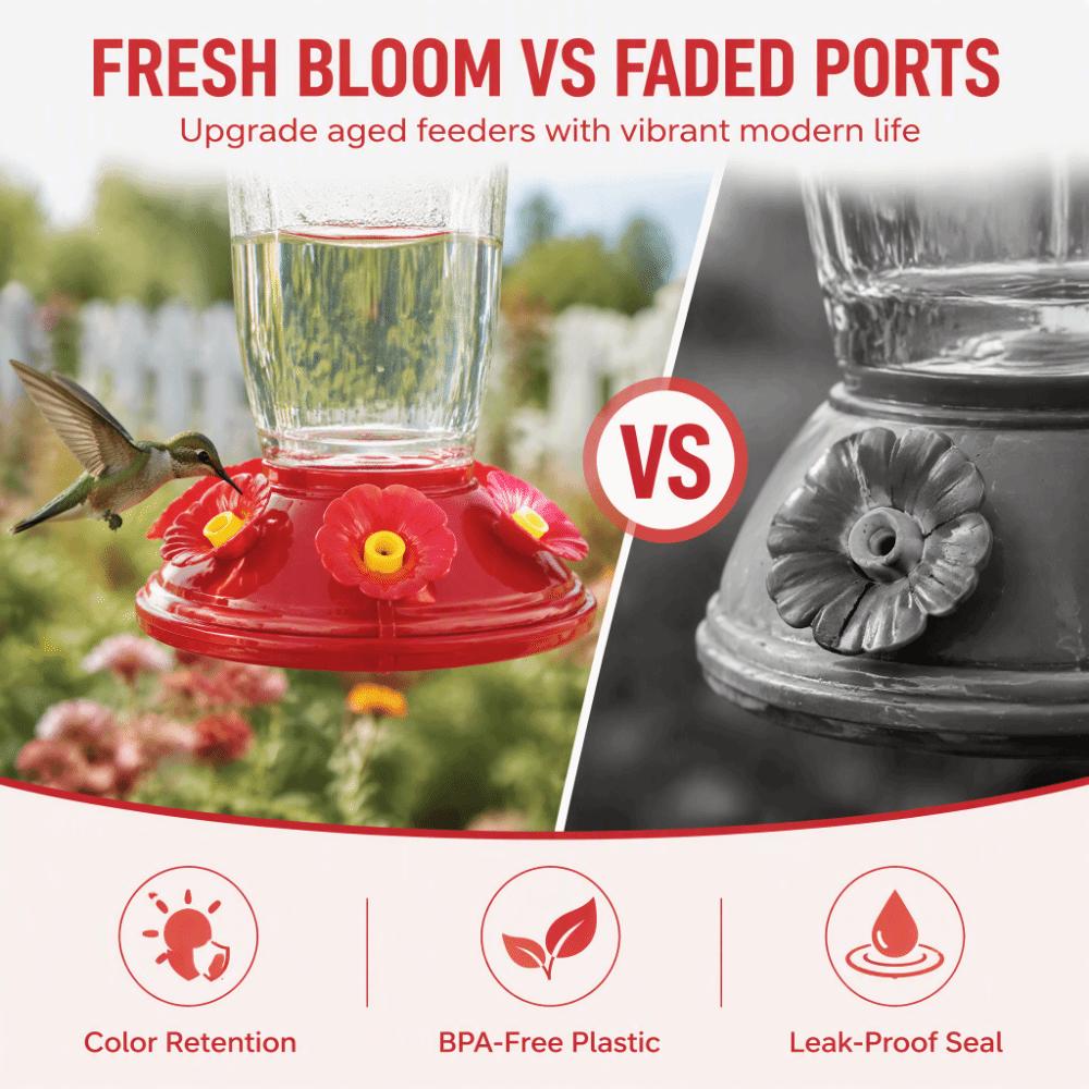 24pcs Red Color Hummingbird Feeder Replacement Flowers Bird Feeder Replacement