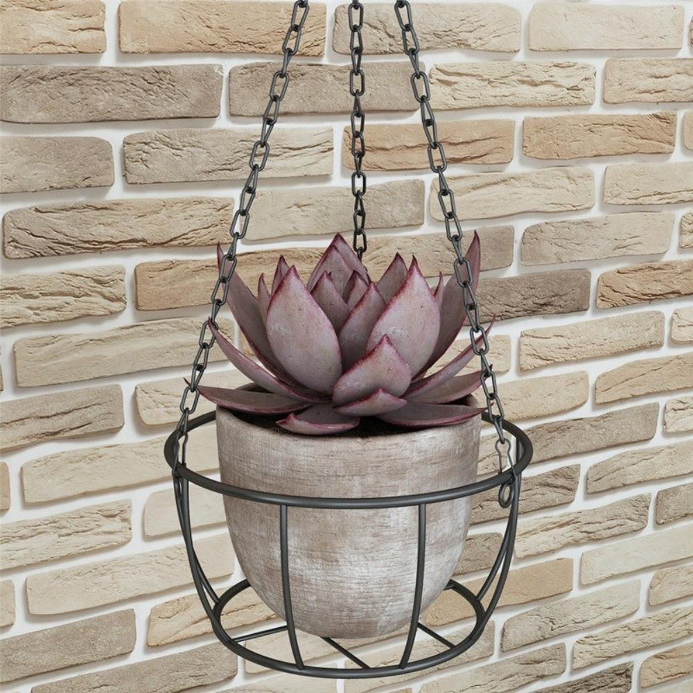 Iron Hanging Planter Hanger Round Plant Hanger Pot Tray Rope Hanger Flower Pot  Balcony