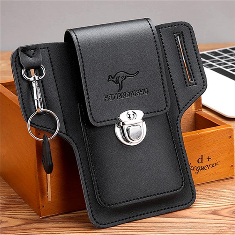 Phone Belt Bag For Men Bags Cell Phone Loop Holster Phone Pouch Wallet High Quality Multifunctional PU Leather Phone Case