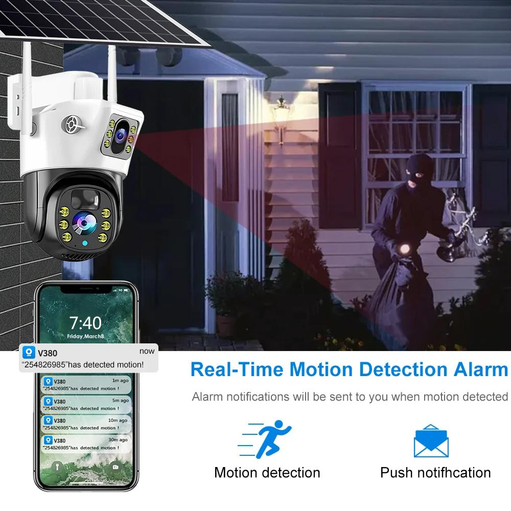 LS VISION 8MP Solar Camera 4G Wireless WiFi Dual Lens CCTV 4K Dual Screen Security Protection Human Detection PTZ Waterproof Outdoors Cam