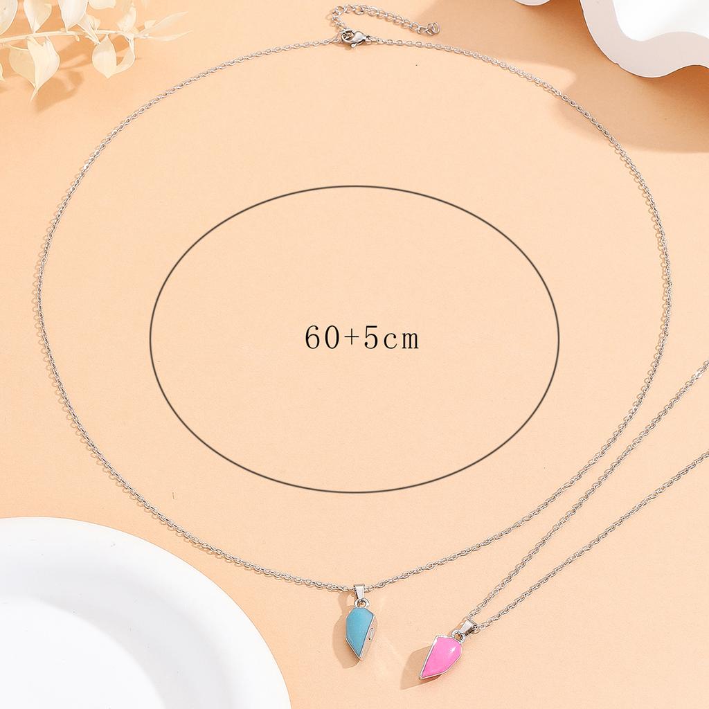 Couple's Necklace Pink And Blue Heart-Shaped Magnetic Attraction Matching Jewelry